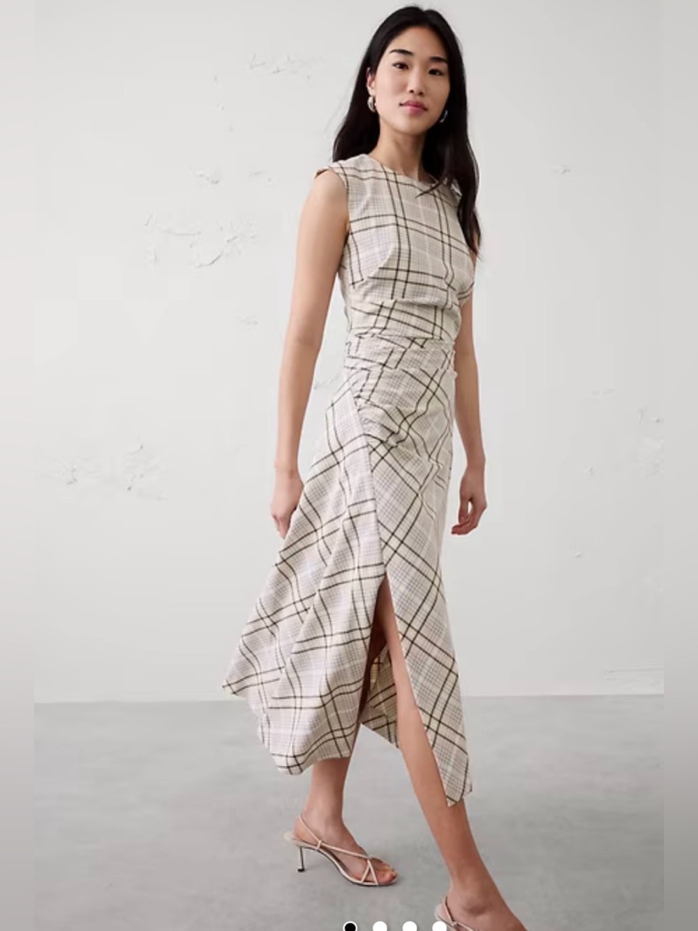 NWT-Banana Republic Factory High-Neck Shirred Midi Dress, Size 4